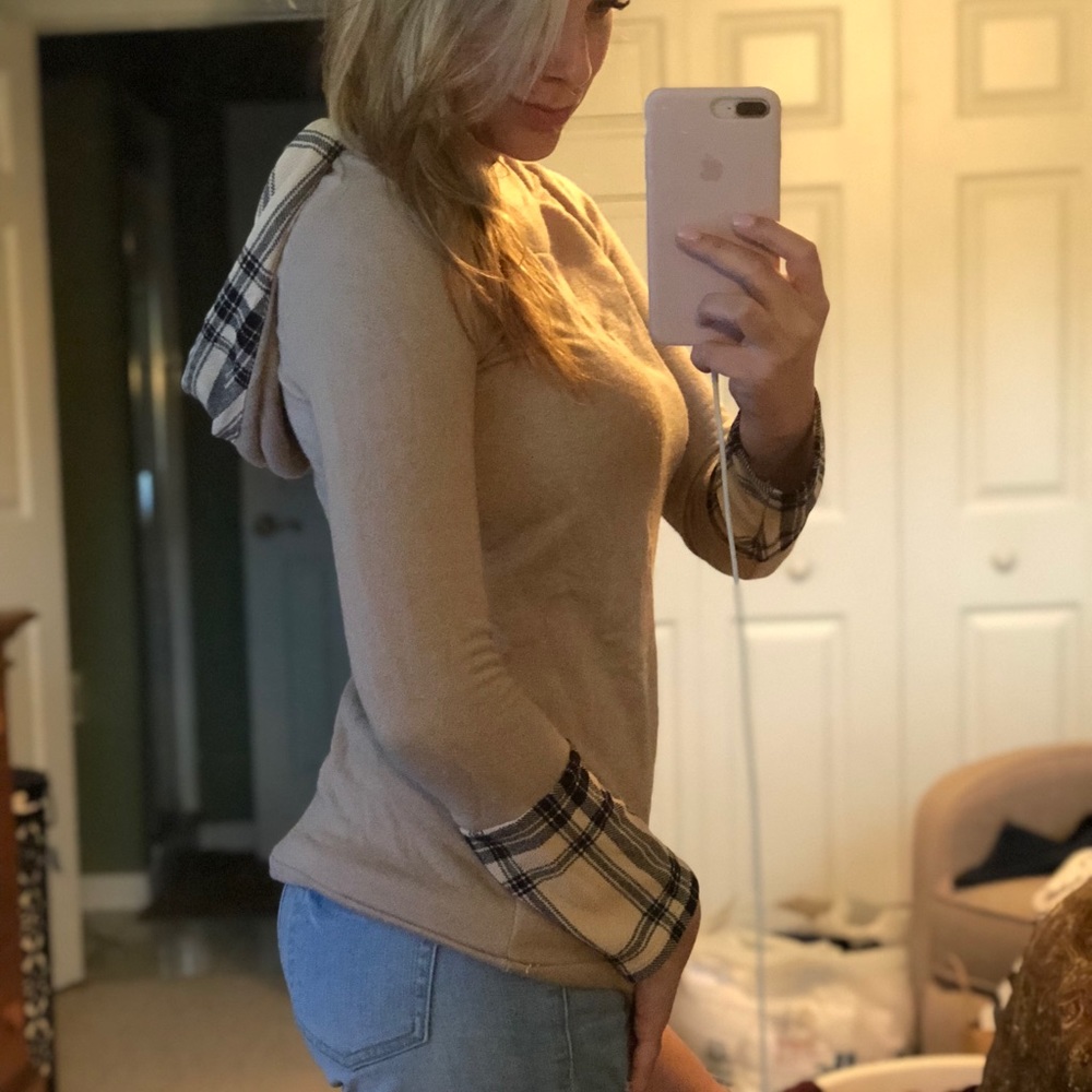 Plaid Tan Hoodie